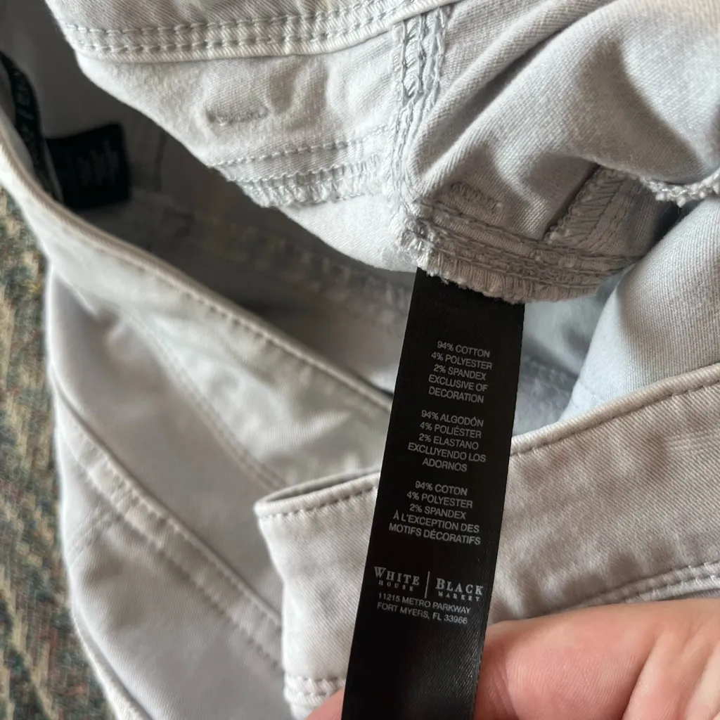 White House Black Market Slim Crop Pants Women’s 2 Gray Moto Zip Stretch Utility - Image 15