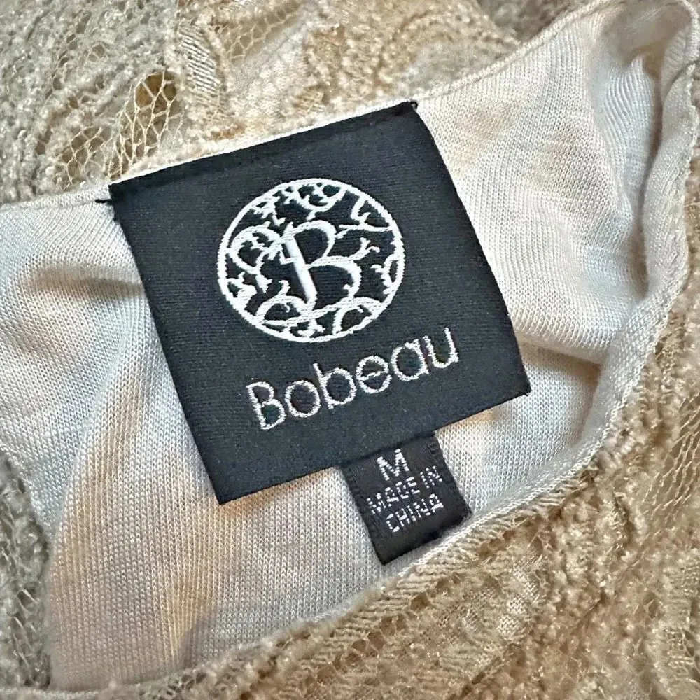 BOBEAU | Nude Tan Lace Swing Dress Lined Sleeveless | Size Medium - Image 4