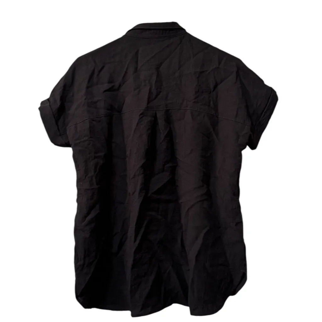 John Mark Button Down Short Sleeve Womens Shirt Size Small Black City Classic - Image 2