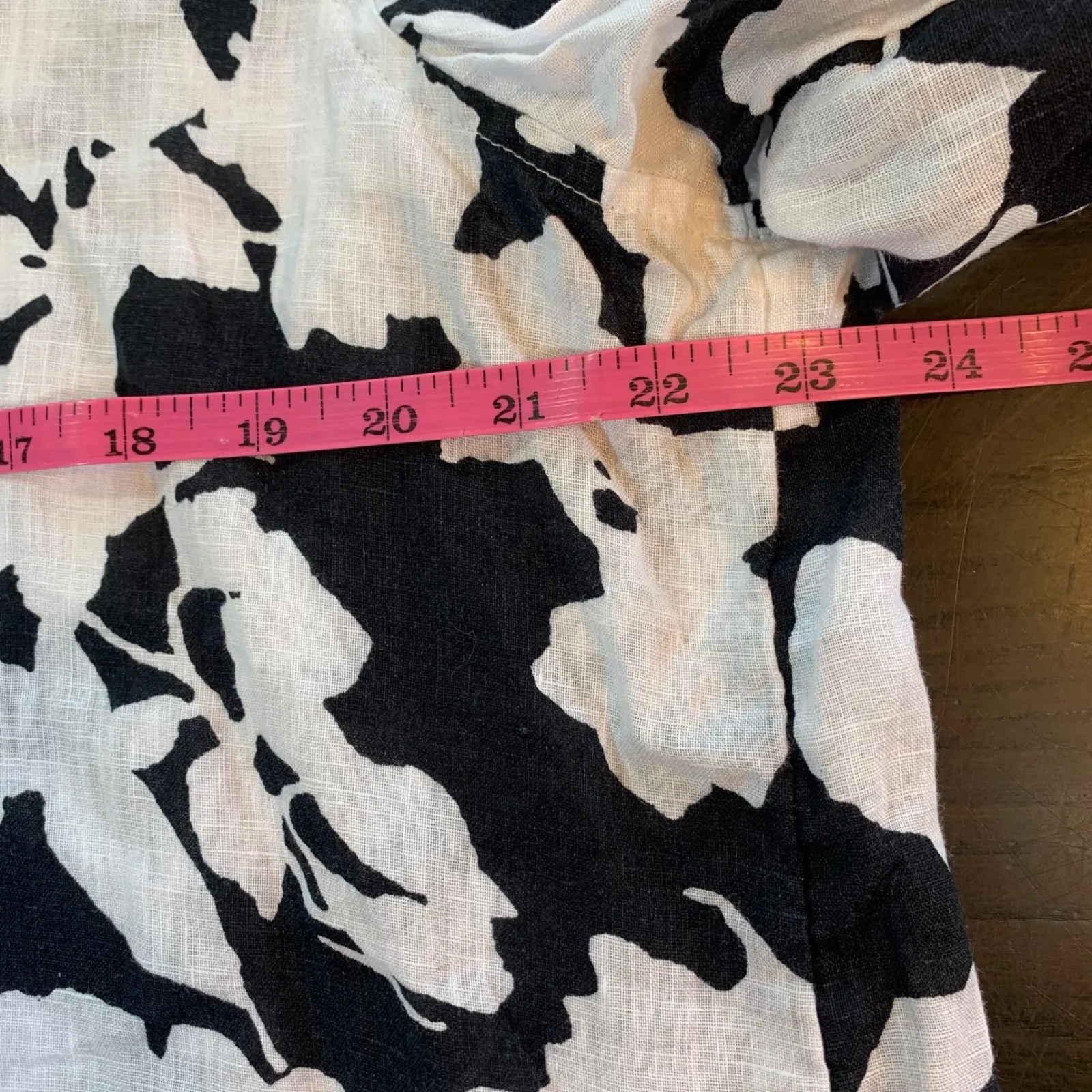 J.Jill Floral Linen Button Down Shirt Long Sleeve‎ L Petite Church Office Summer Black Size undefined - Image 7