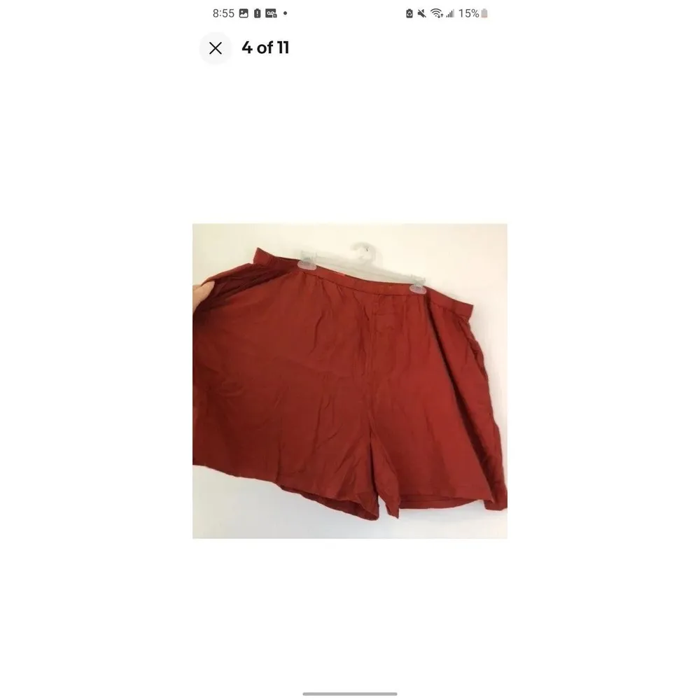 NWOT MELROSE & MARKET Crepe Shorts Rust Orange Red Pull On High Waisted sz L B11 - Image 4