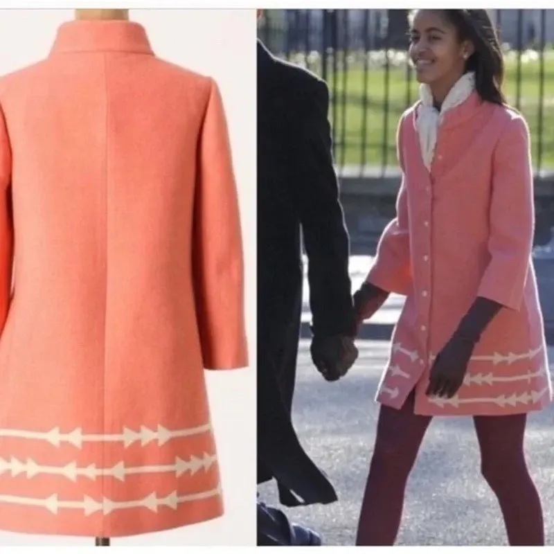 Anthropologie Lauren Moffat Eastwood Salmon Wool Pea Coat Size S Pink - Image 3