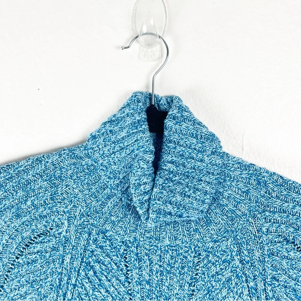 SUNDANCE Teal Cotton Silk Blend Knit Long Sleeves Turtleneck Tunic Sweater Large - Image 5