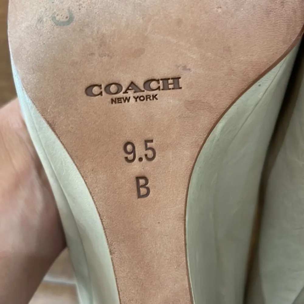 Coach Kellen Taupe Leather Peep Toe Wedge Heels - Image 7