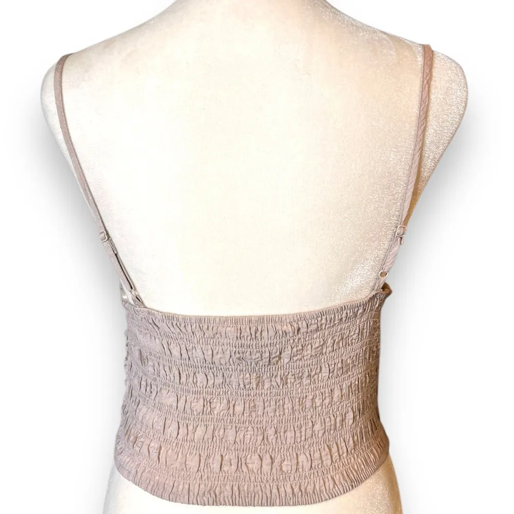 ZARA CROP TOP SMALL LIGHT TAN BROWN HALTER CROPPED TANK RUCHED DRAPED SM… - Image 7