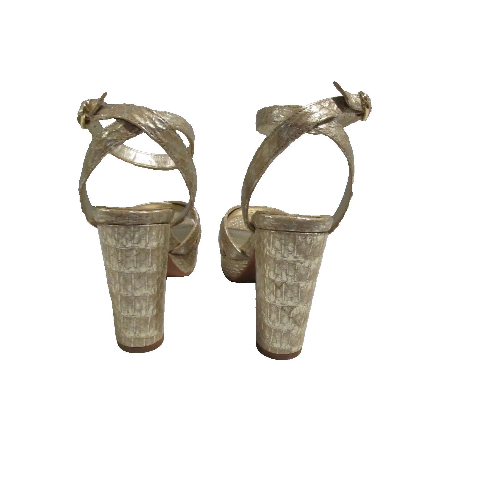 Naturalizer Mallory Platform Heeled Sandals Gold Snake Leather Size 6.5 – NWOB - Image 4