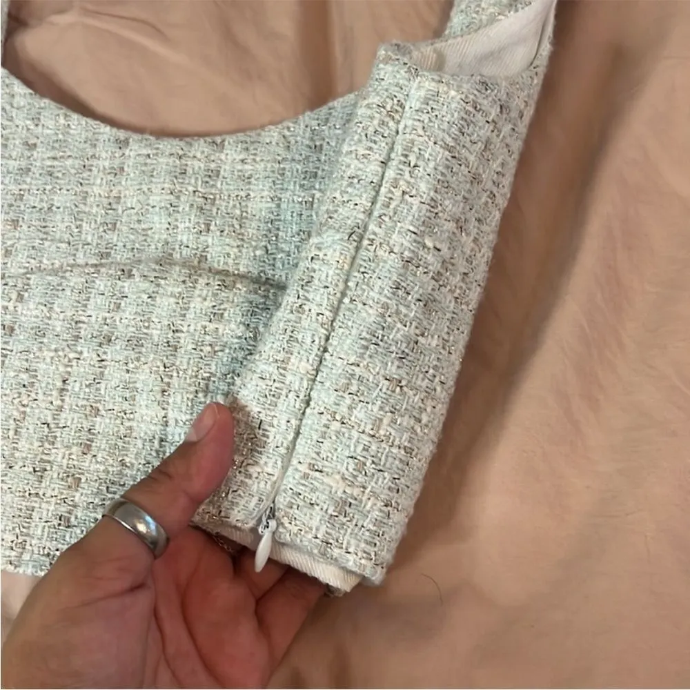 Zara mint green tweed crop top M - Image 4