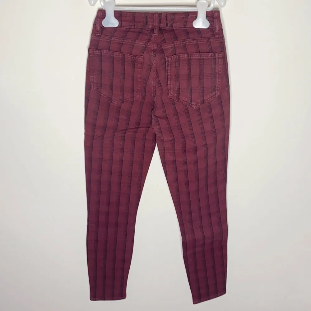 Paige Hoxton Tartan plaid high waist red skinny jeans size 25 - Image 60