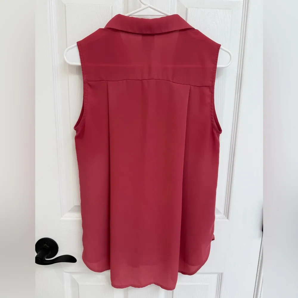 Worthington Sleeveless Button Up Collared Tank Top Coral Pink Women’s Size XS - Image 3