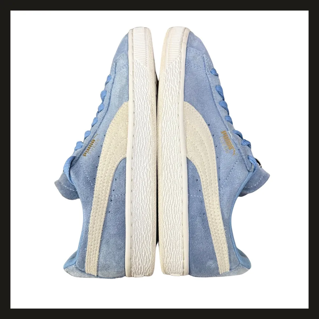 PUMA Suede Classic Blue Cream Low Top Sneakers Womens Size 6 | Art 355462-64 EUC - Image 7