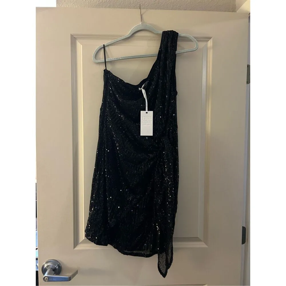 NEW Sequin Dress Cocktail 1 Shoulder Sparkly Tie Waist Party Mini Dress 18 - Image 3