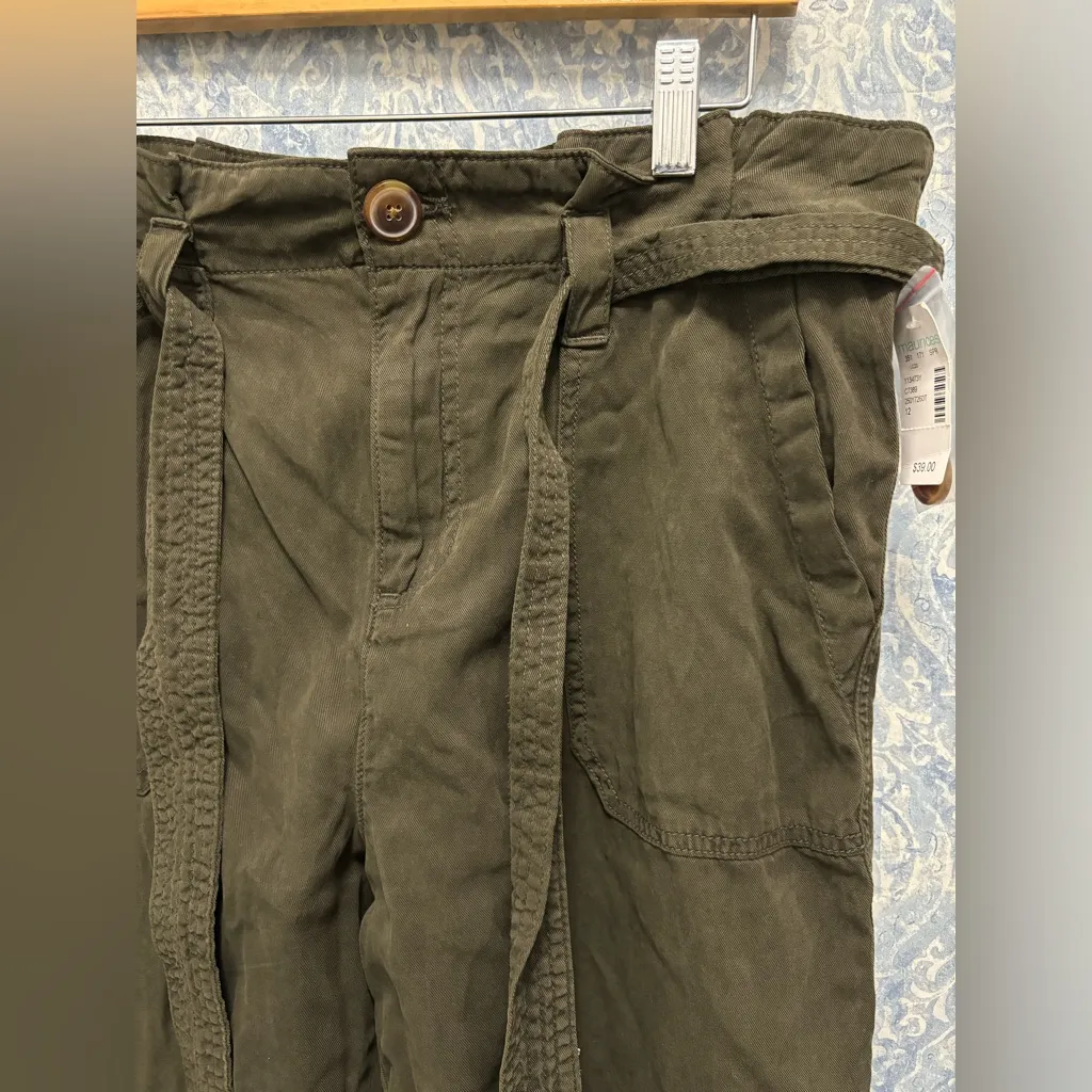 Maurice’s Paperbag Olive Green Pants With Belt Size 12 NWT - Image 2