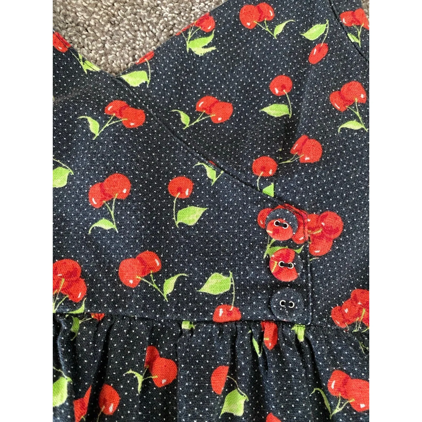 Urban Outfitters Cherry Print Halter Dress Polka Dot Linen Blend S/P - Image 9
