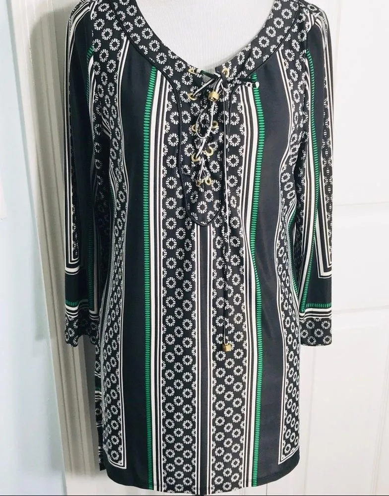 🌺 3/$20 SALE INC  Boho Lace Up V Neck Tunic Top - Image 4