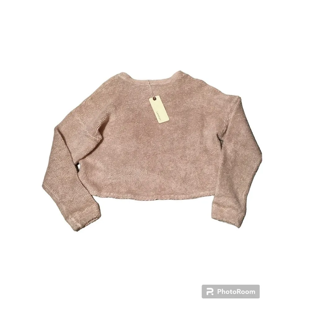 Lanston Sport Pink Terry Cloth Pullover Sweater Size XS - Image 2