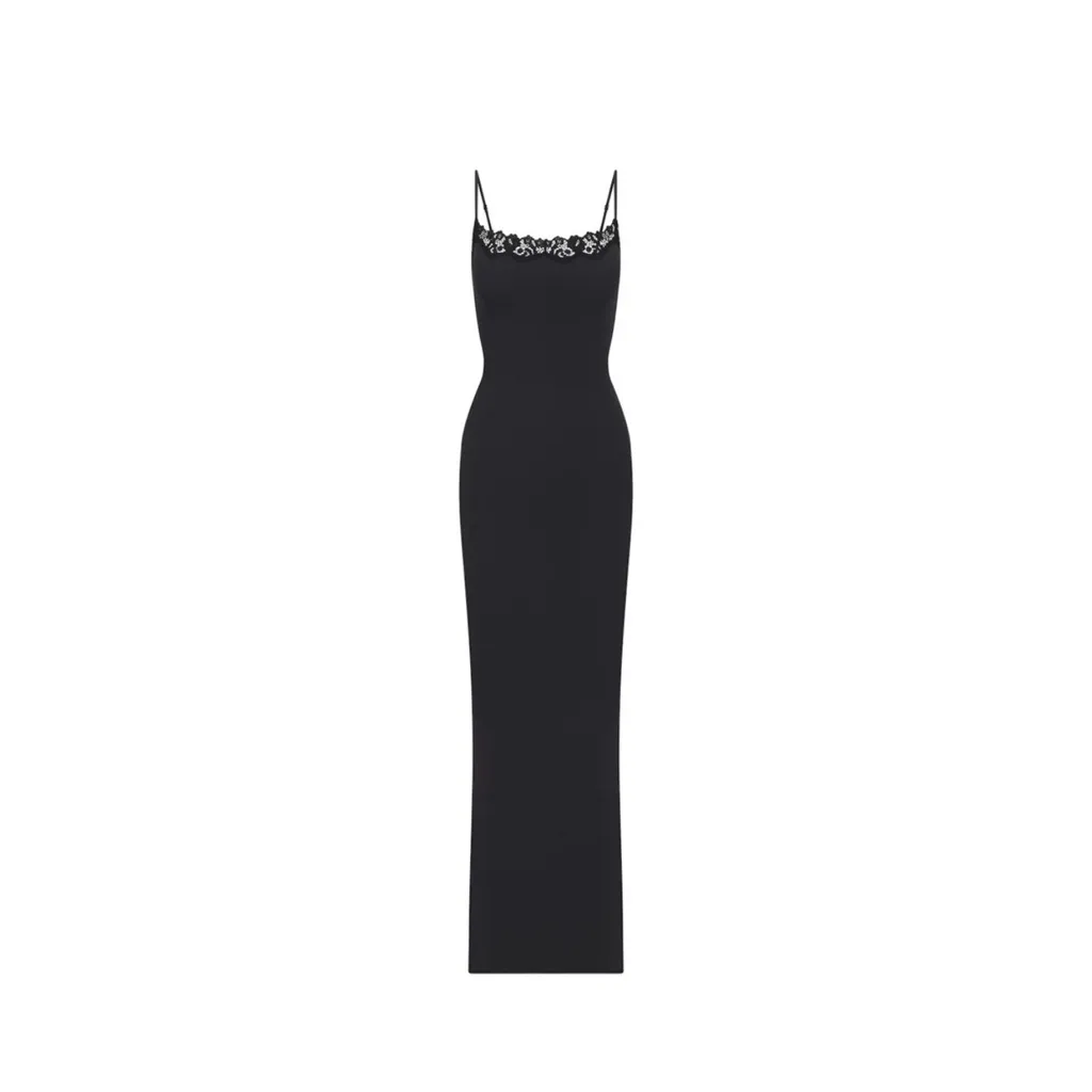 Skims dress fits every body long lace bodycon maxi black onyx L - Image 2