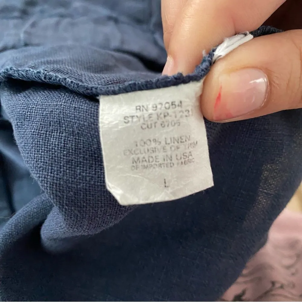 Krisa Navy Blue Draw String 100% Linen Shorts Sustainable - Image 5