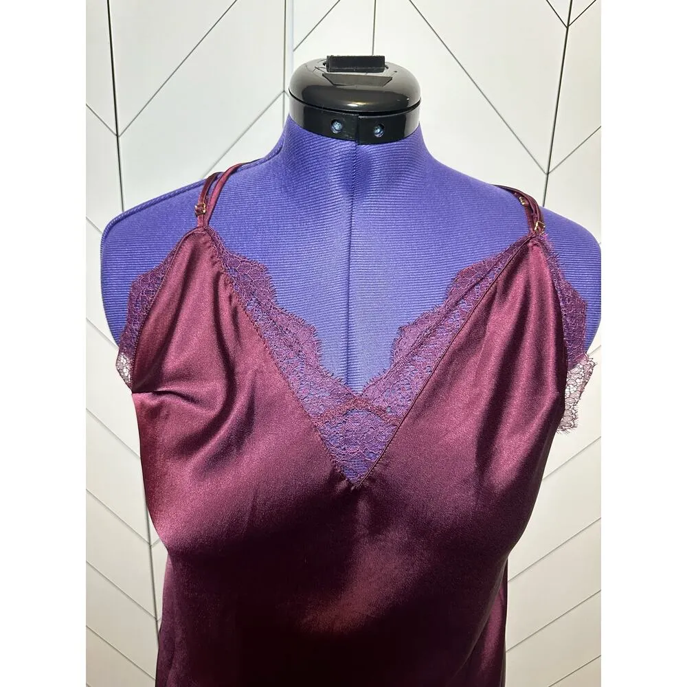Victoria’s Secret Womens large Y2K Purple Spaghetti Strap Satin Lace Slip - Image 2