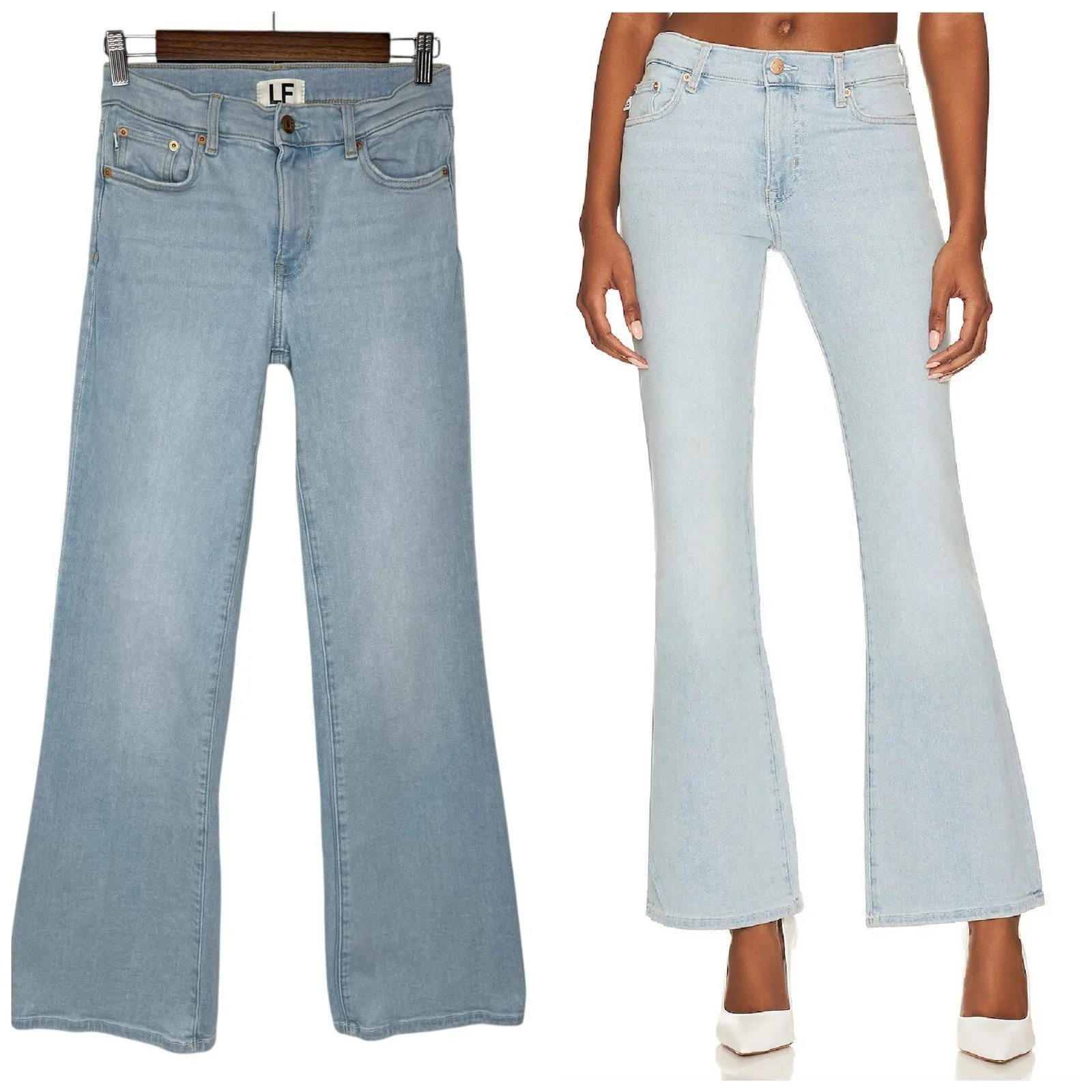 Lovers And Friends Jeans 25 Stretch Denim Flare Low Rise River In Key West $158‎ - Image 2