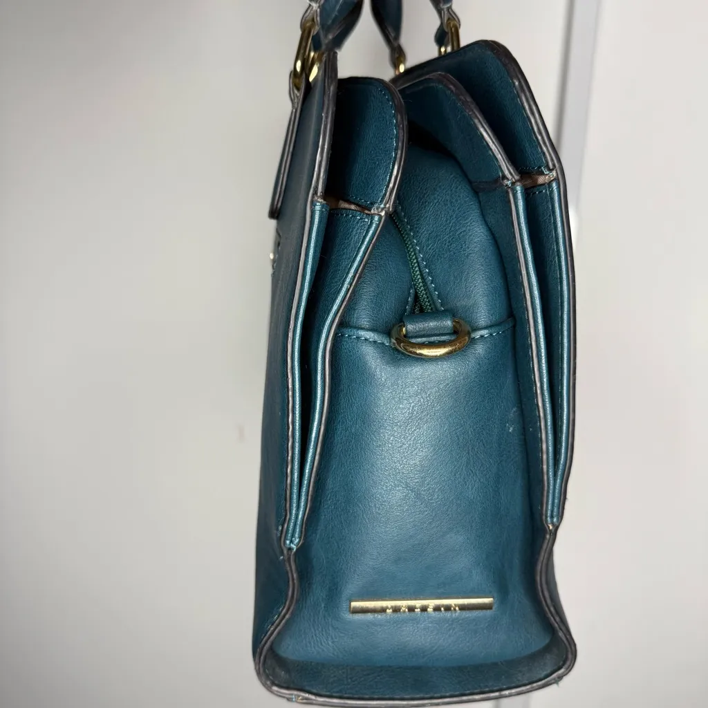 Dasien Blue/Green Teal Purse for Women. Leather Shoulder Bag with Gold Accents Blue - Image 5