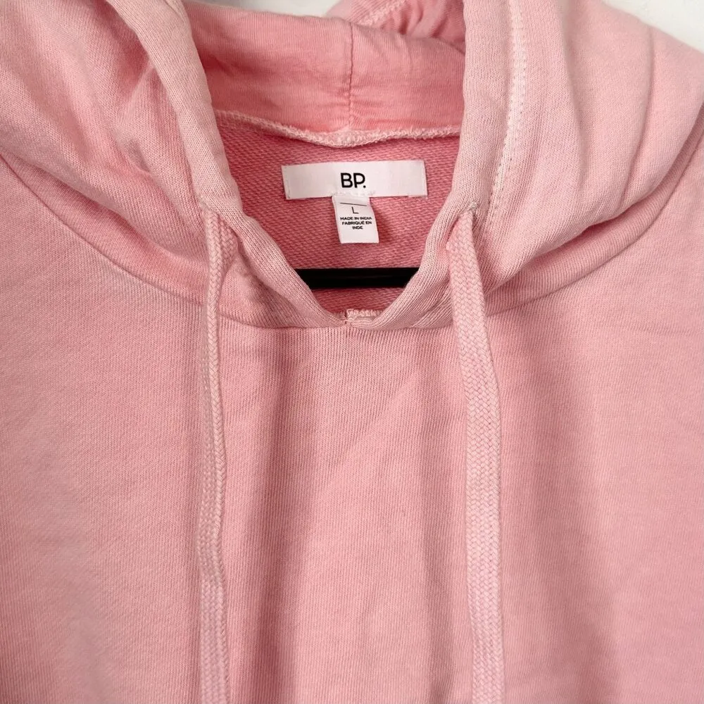 NWT BP by Nordstrom Pink Organic Cotton Cropped Hoodie Sweatshirt - Large - Image 4