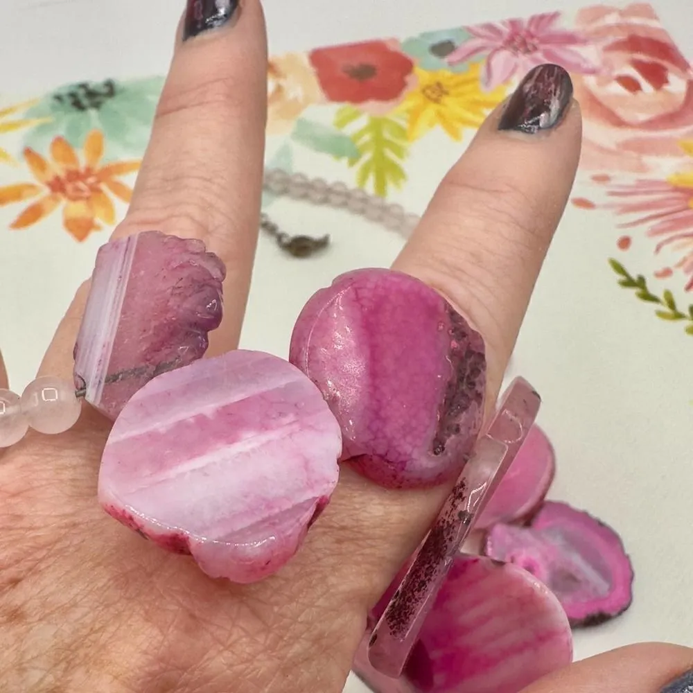 Barse Pink Slice Agate & Rose Quartz Sterling Silver Necklace - Image 9