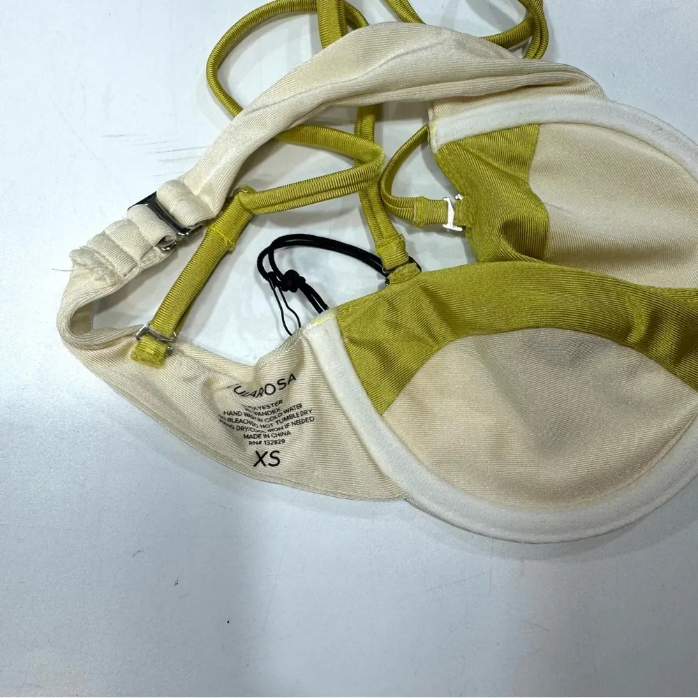 Tularosa cream and green swim top bra XS - Image 4