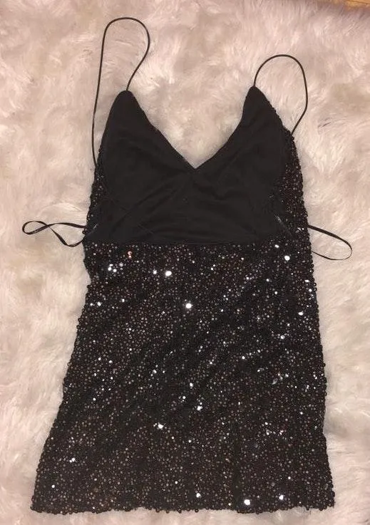 Lulus Black Sequin Dress - Image 2