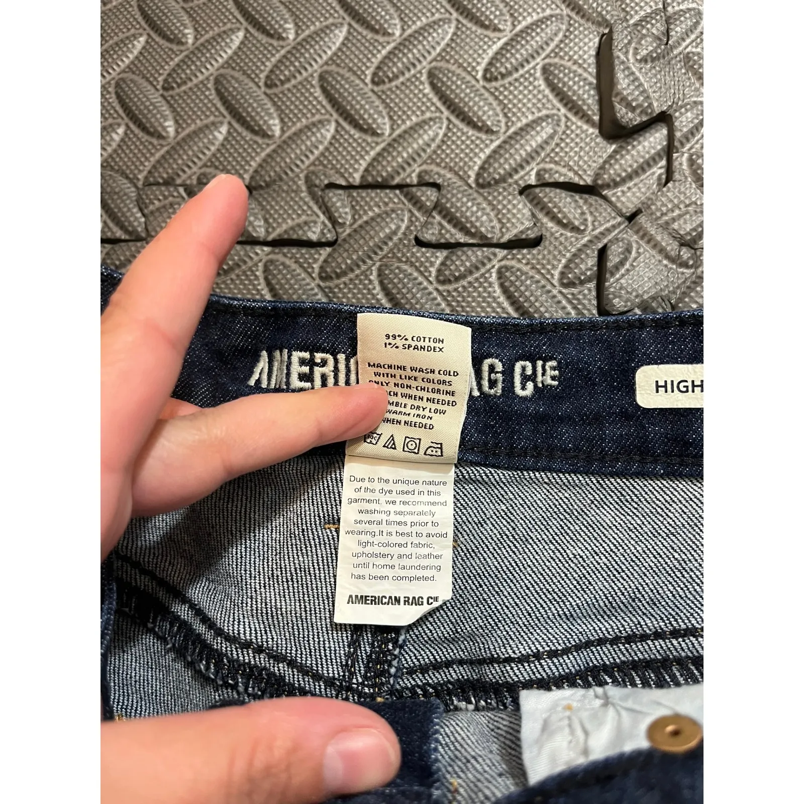 American Rag Cie High Rise Wide Leg Jeans Dark Wash Ripped Raw Hem Women 13 31 - Image 5