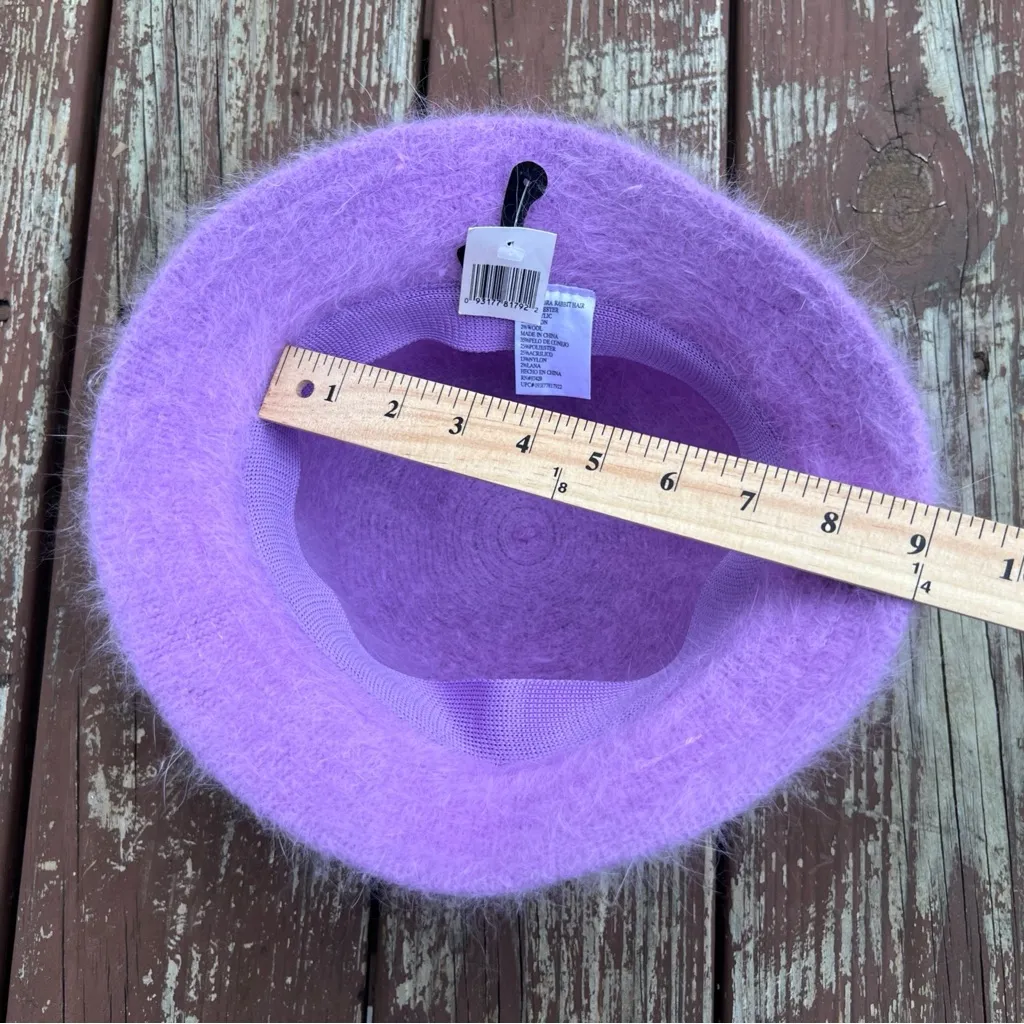 Lilac Angora Rabbit Hair, Wool BLD Fuzzy Minimalist Streetwear Casual Bucket Hat Purple - Image 10