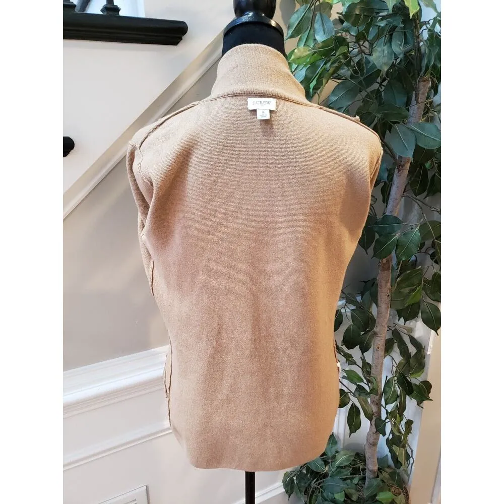 J. Crew Women's Beige Solid Long Sleeve Cecile Relaxed Sweater Blazer Size Small - Image 10