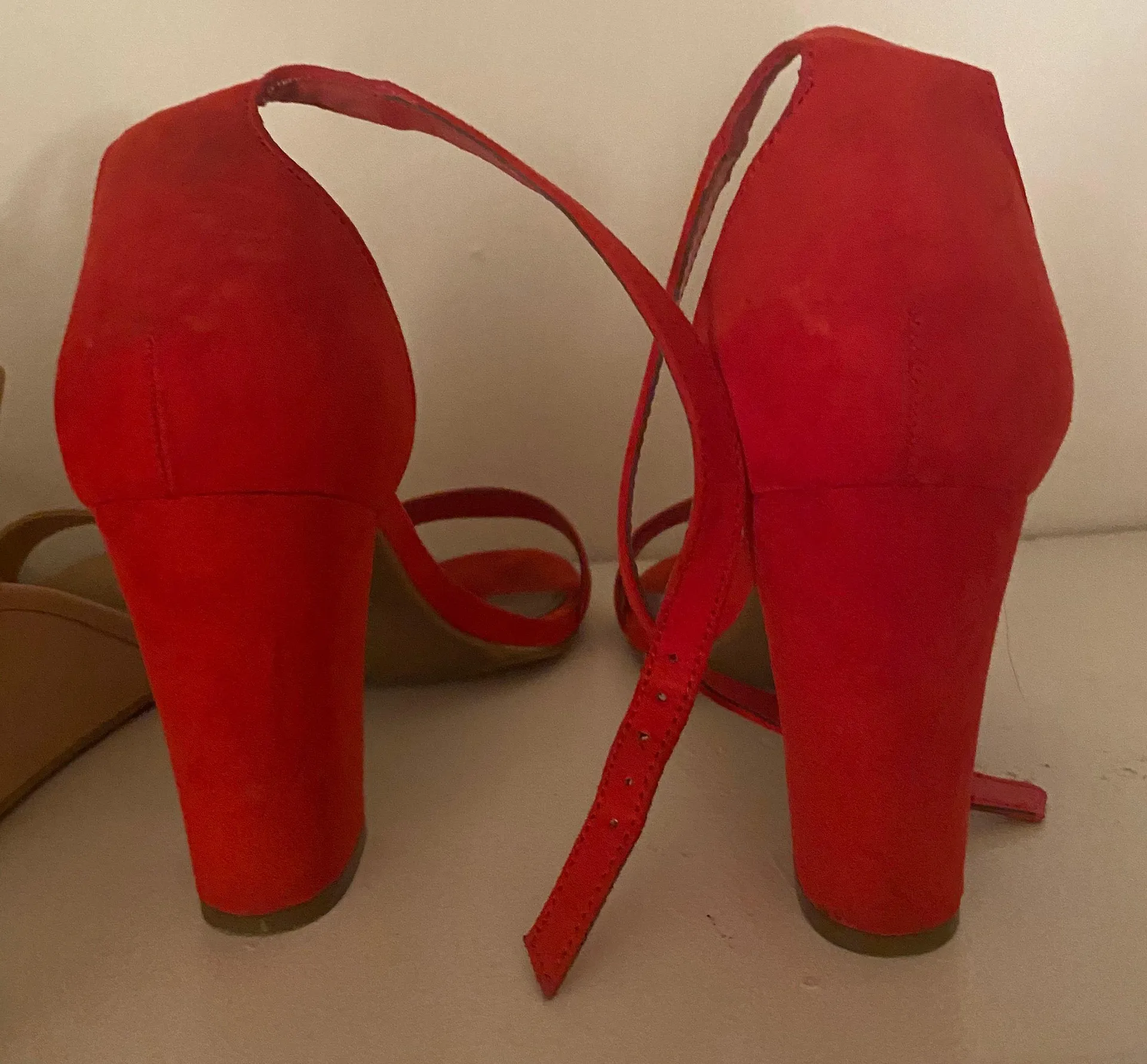 Red Open Toe Heels Size 8.5 - Image 3