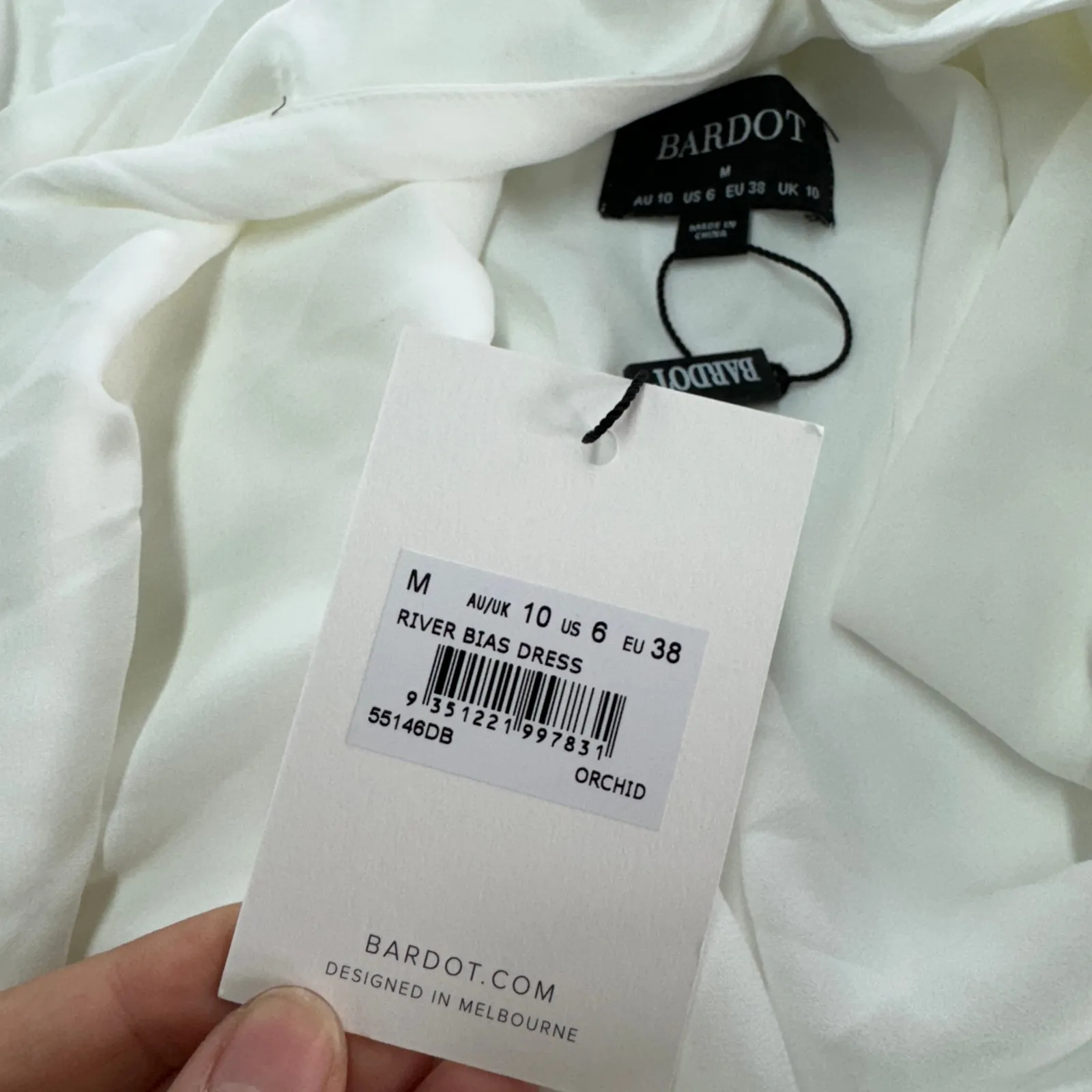 Bardot Dress Womens 6 White‎ River Bias Draped Open Back Side Slit - Image 9