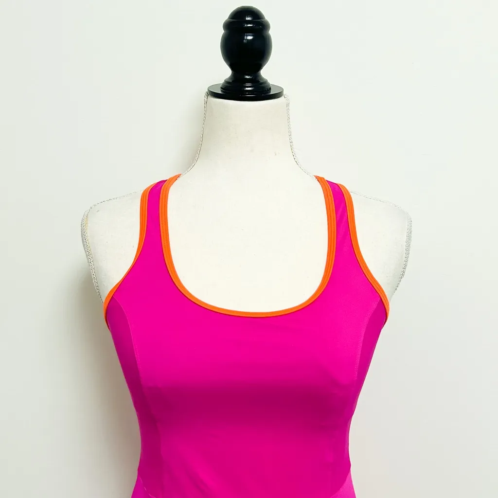 Spanx Magenta Pink Orange Racerback Peplum Workout Tank Padded Shelf Bra Small - Image 4
