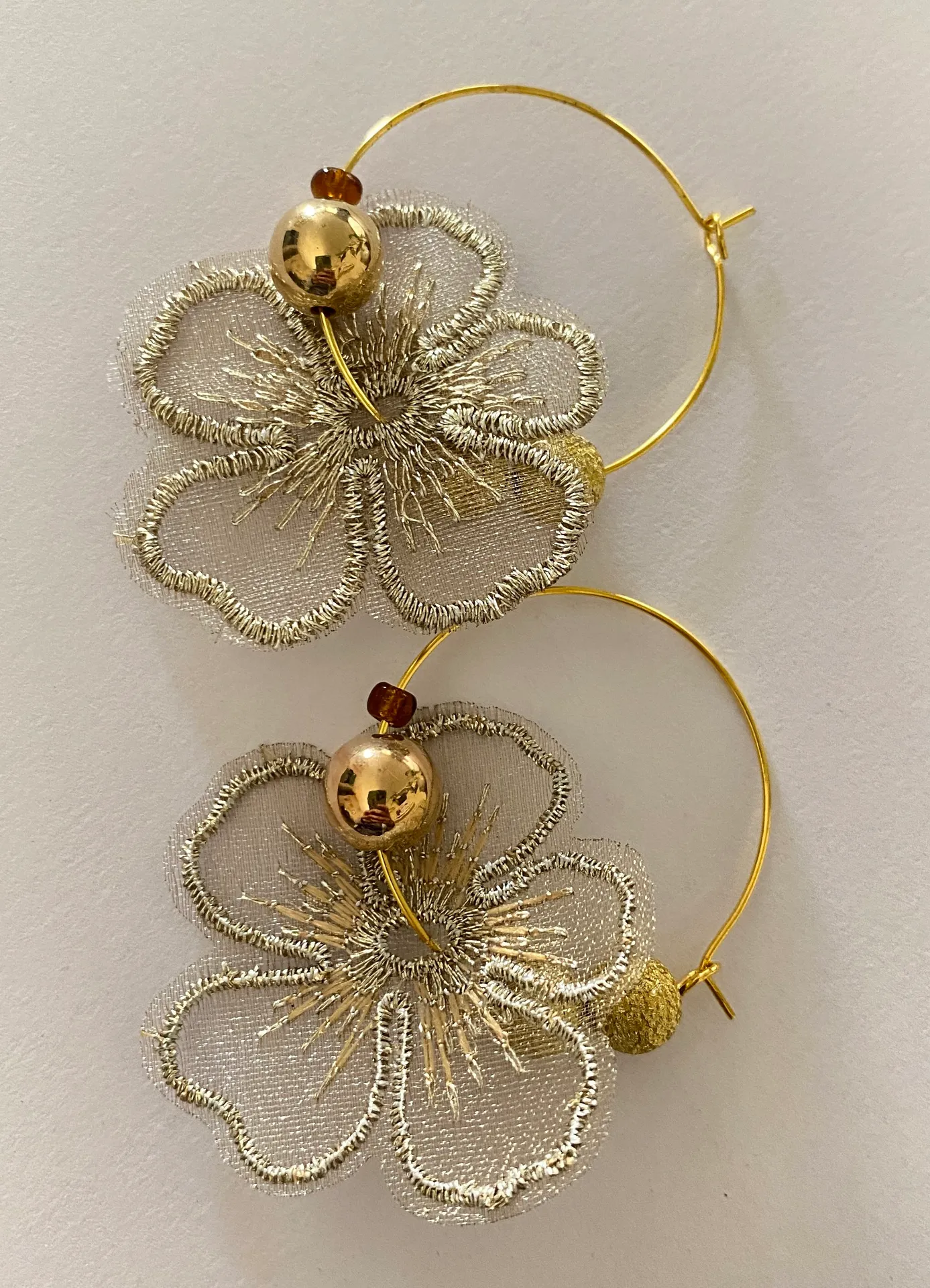 Kawaii antique style floral lace hoop earrings✨ - Image 4