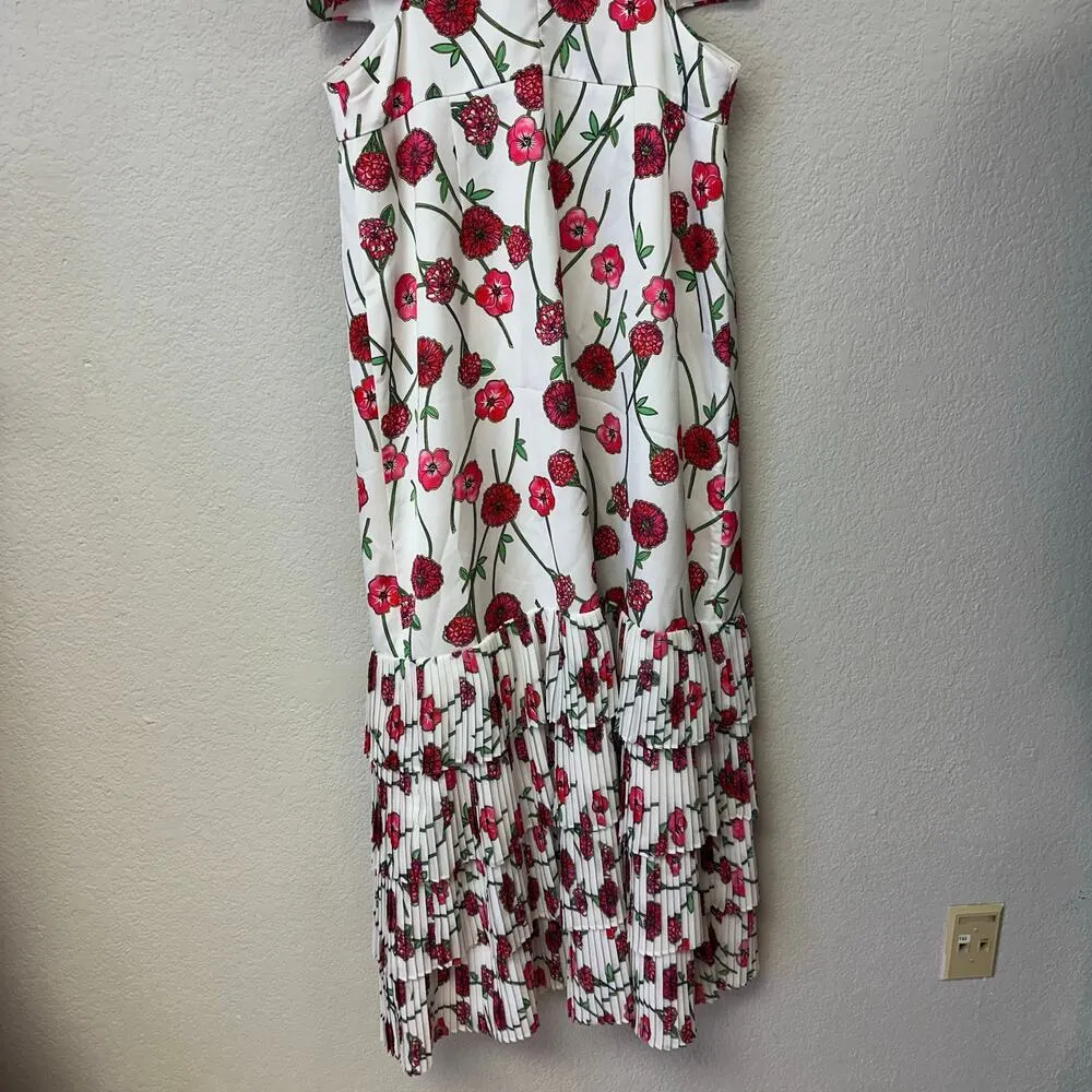 Amur Isabelle Halter Dress Dahlia Pink Bouquet Toss White Size 12 - Image 7