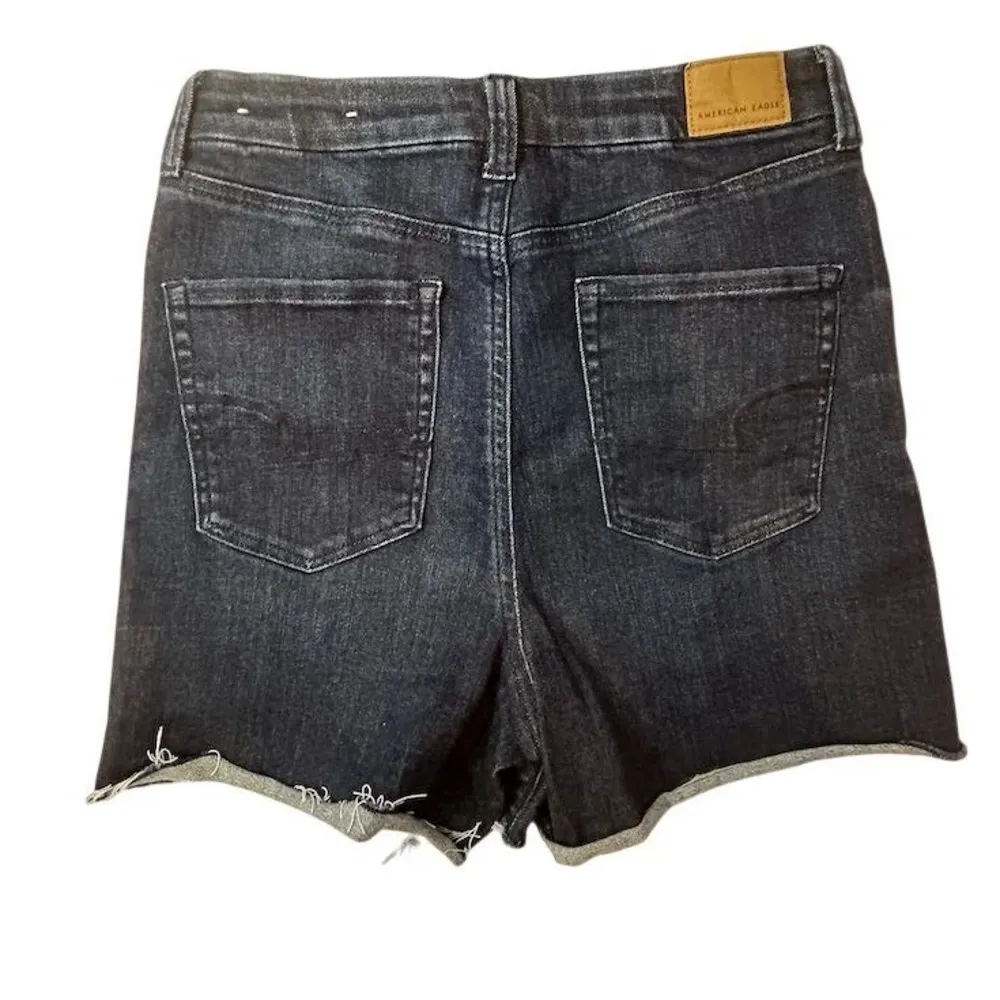 American Eagle Women's Curvy Hi-Rise Shortie Cut-off Jean Shorts Blue Size 10 - Image 2