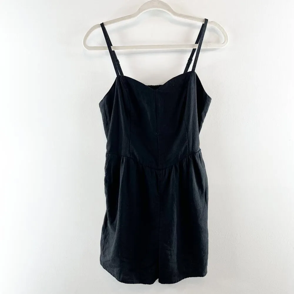 Old Navy Cami Linen Blend Shorts Romper Black Medium - Image 10