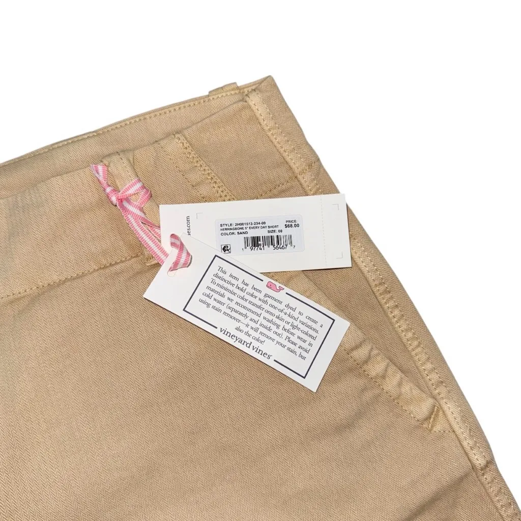 Vineyard Vines Every Day Shorts 5” Chino Herringbone Khaki Sand NWT Women’s 00 - Image 7