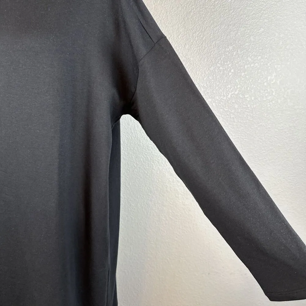 Eileen Fisher Womens Bateau Neck Boxy Dress Size M Medium Black Long Sleeve - Image 3