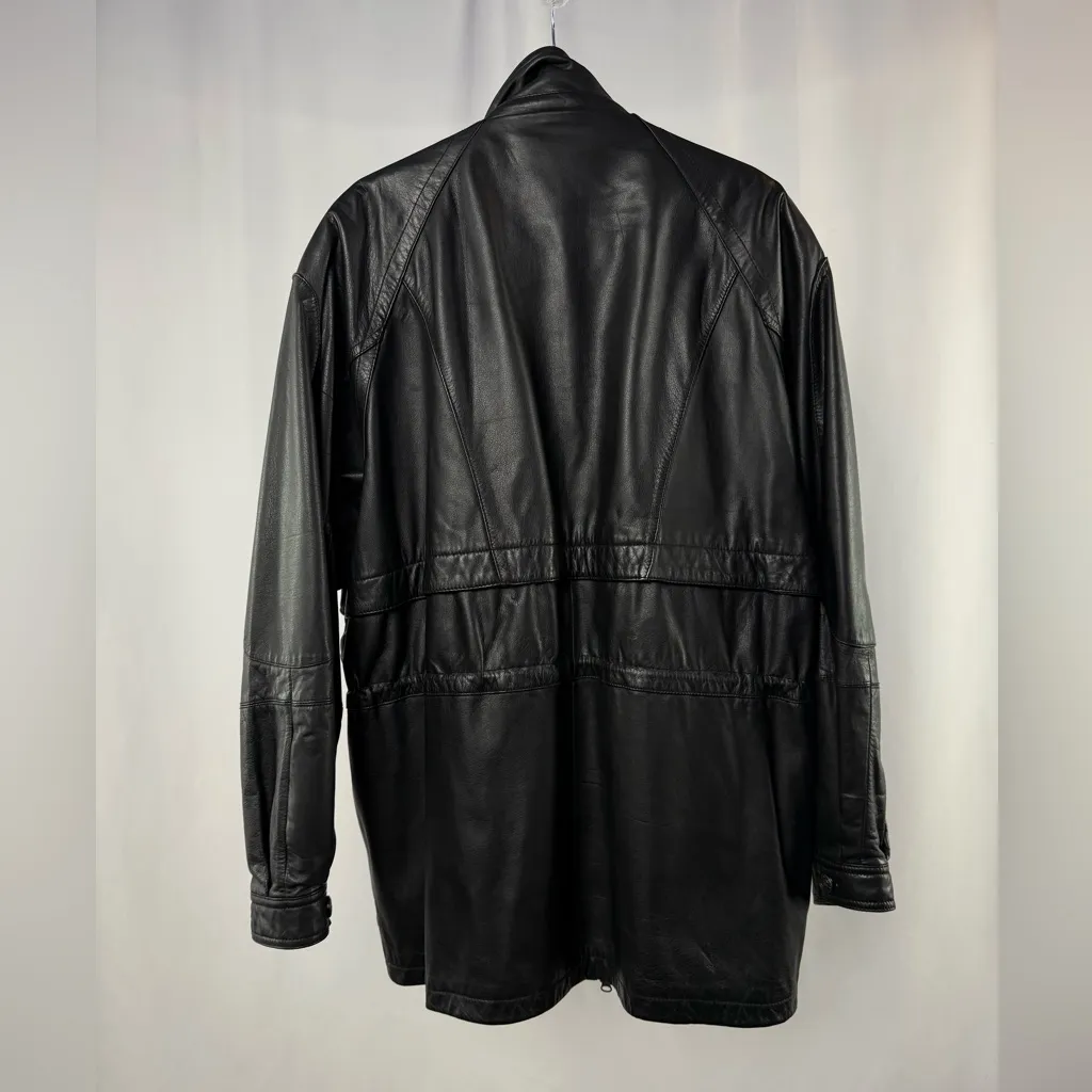 Vintage Wilson Leather Full Zip Drawstring Waist Jacket in Black Size Large - Image 5