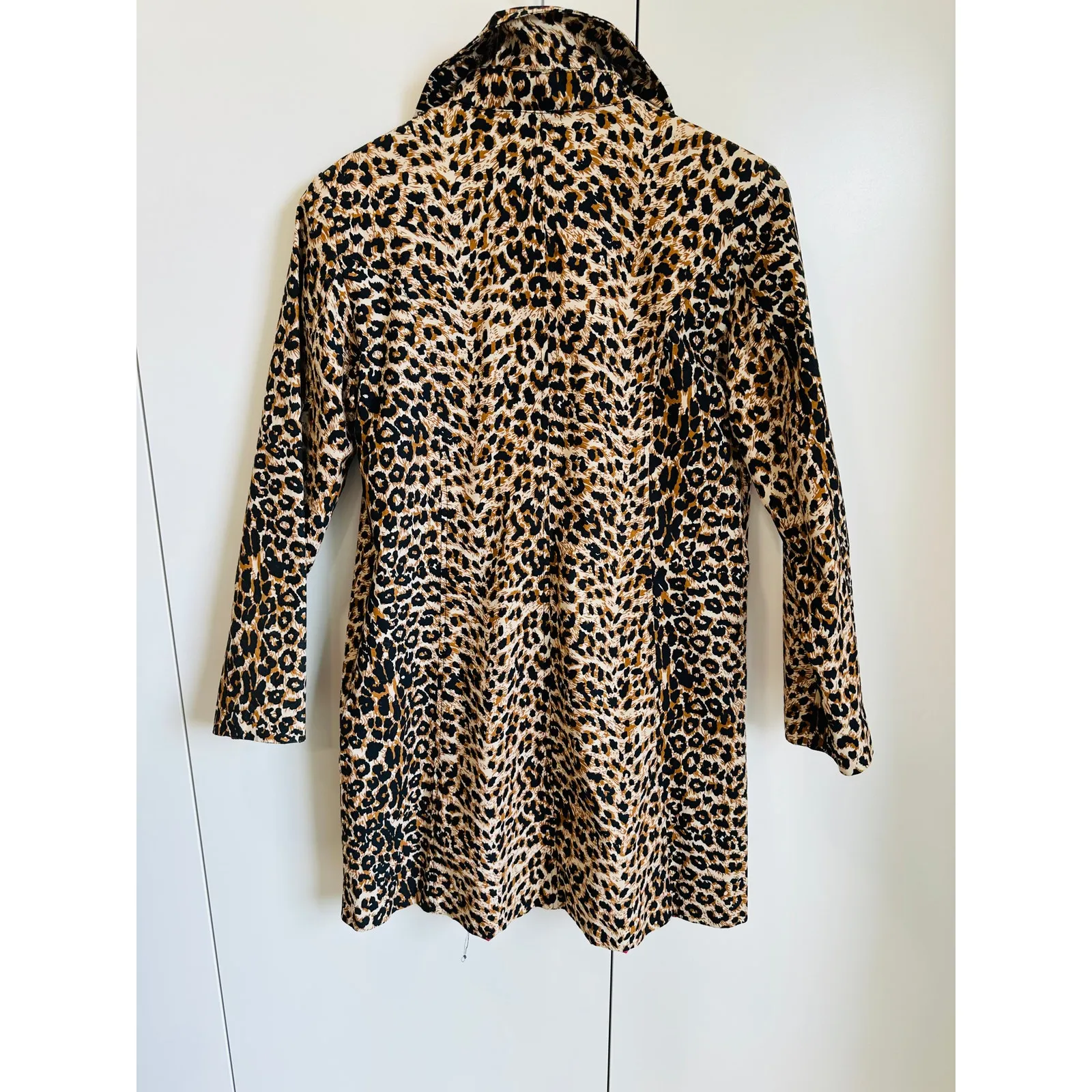Y2K Leopard Print Coat Size Small Lightweight Pockets Midi Fit Bratz Era Brown - Image 4