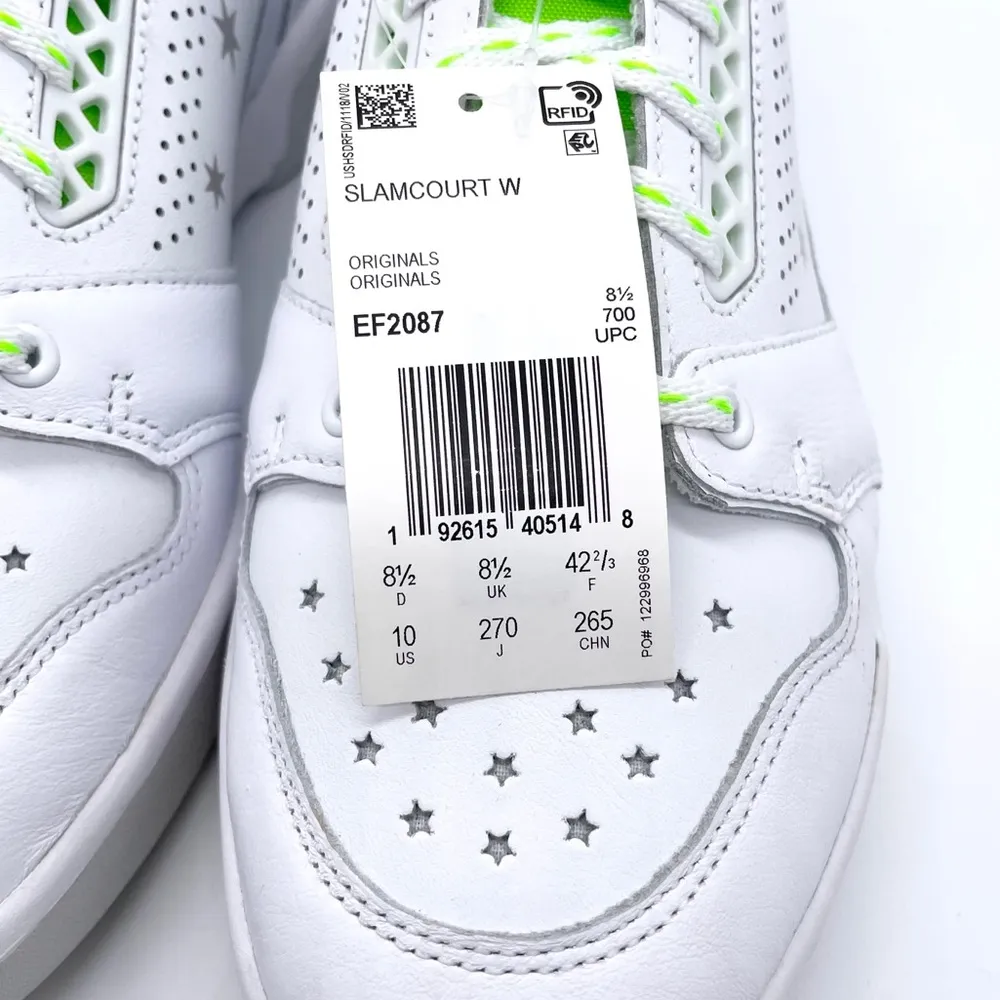 Adidas White Green SlamCourt Original Sneakers - Image 13