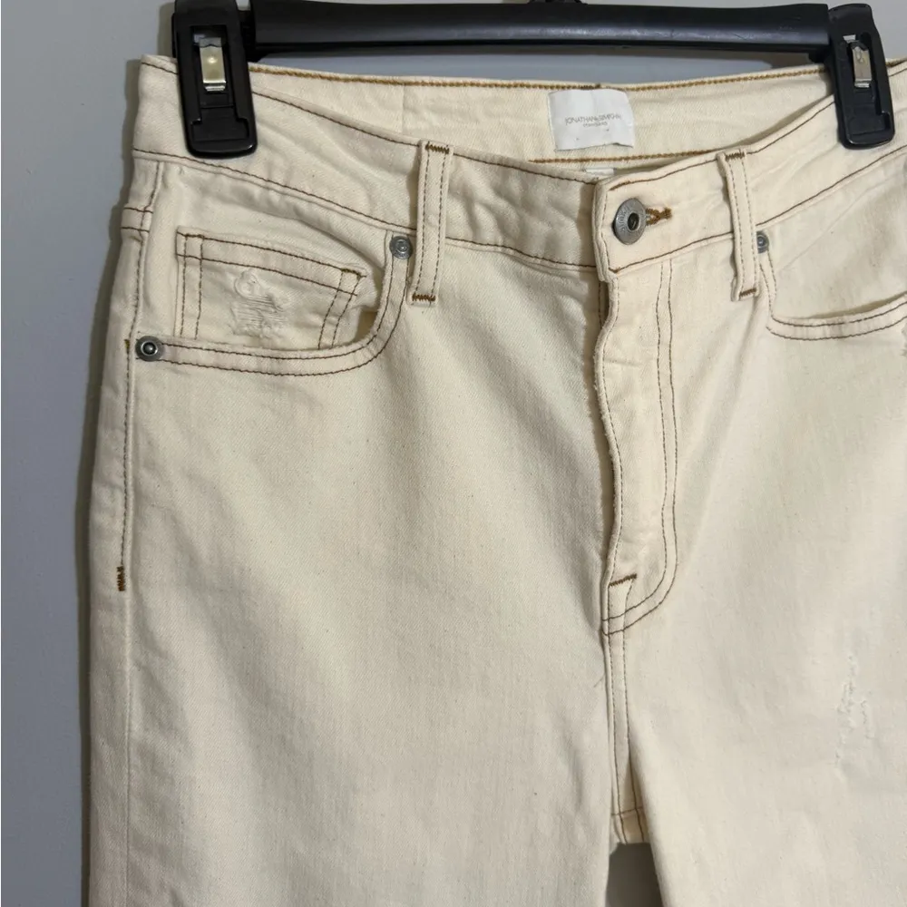 Jonathan Simkhai river high rise straight leg in ecru size 28 - Image 6