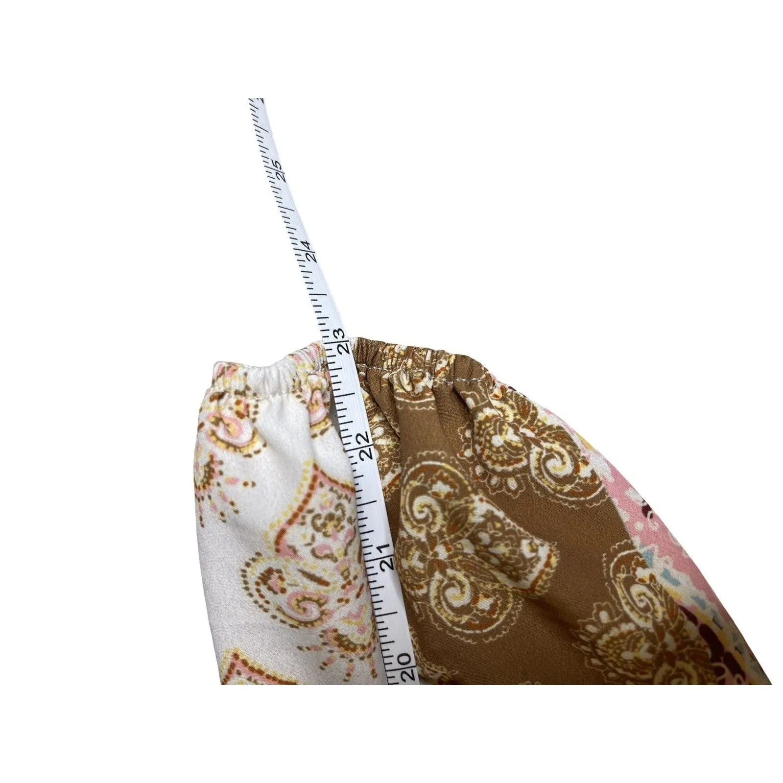 Altar'd State Pink Brown Patchwork Boho Crop Top Small Long Sleeve Tie Front - Image 7