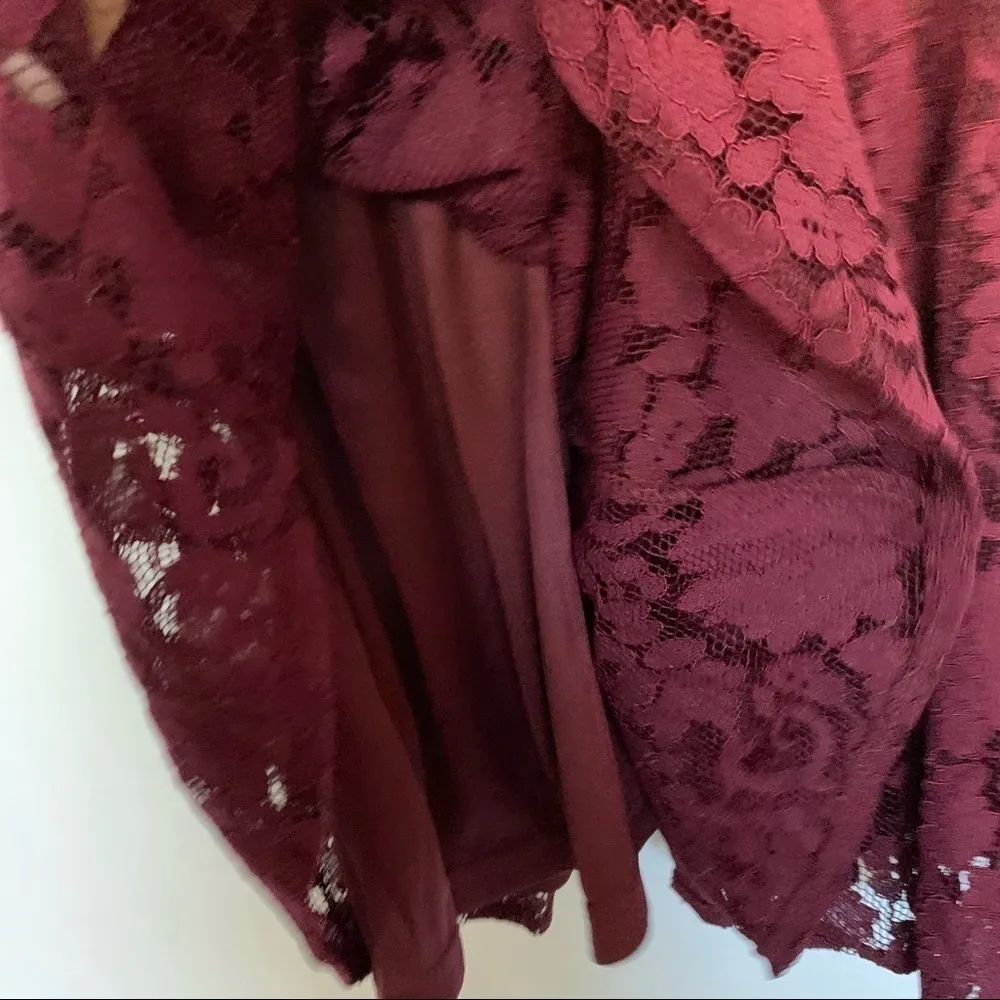 NWT lulu’s davina lace dress high neck sleeveless maroon XS skater dress - Image 11