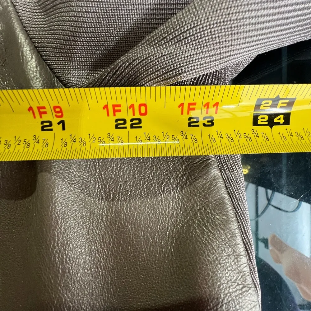 Nygard leather trim nylon silver gray large button pewter jacket 2X plus knight - Image 9