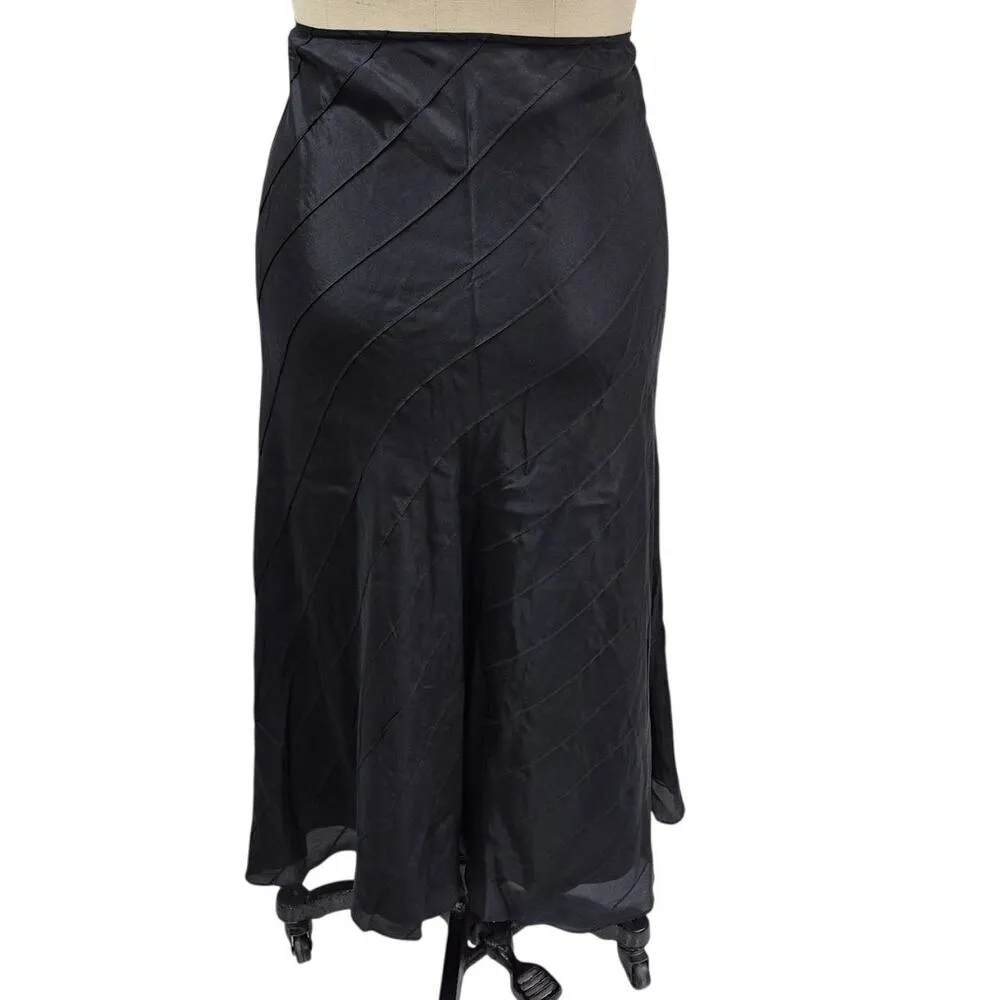 Bias Cut Black Slip Skirt 100% Silk Fully Lined Side Zipper Sz XL 36" Waist - Image 3