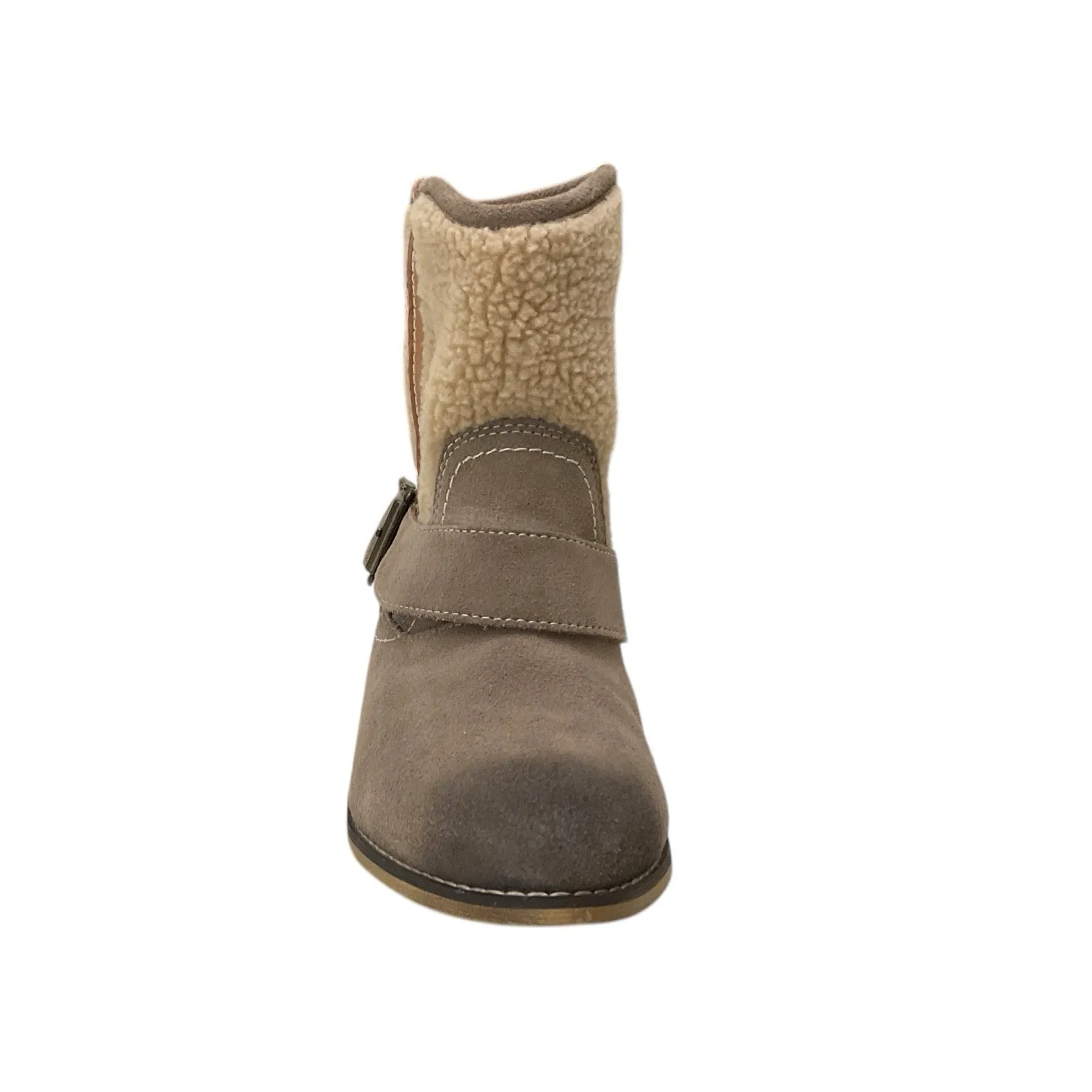 KELSI DAGGER khaki Suede Faux Sheepskin Fleece buckle Ankle Midcalf Boots 8‎ - Image 3