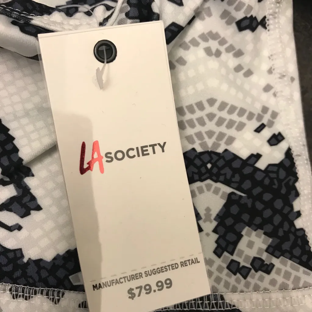 NWT LA SOCIETY YOGA SNAKE PRINT PADDED SET : LEGGINGS AND TOP S White - Image 7